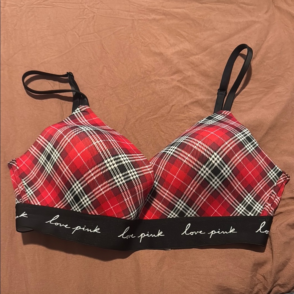 PINK Victoria's Secret Red and Black Plaid Bra
